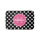 Schwarz-weiß-Pink-Polka-Dots-Monogramm Badematte (Vorderseite)