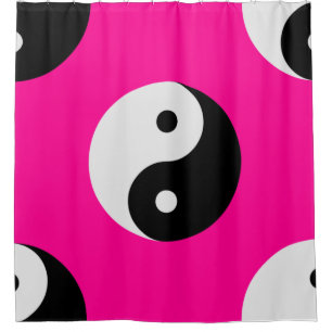 schwarz weiß pink yin yang duschvorhang