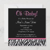 Schwarz-weiß Pink Zebra Print Baby Dusche laden Einladung (Vorderseite)