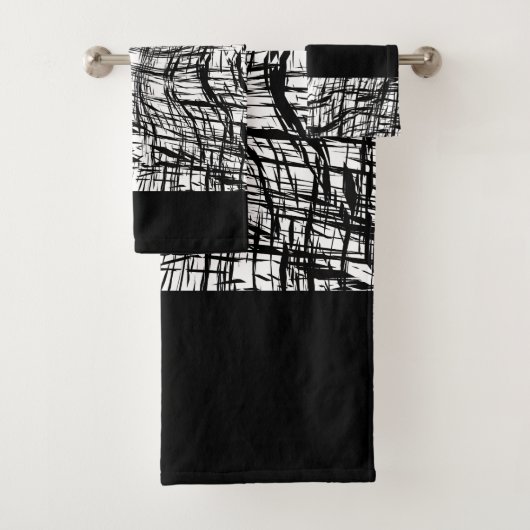 Schwarz-Weiß-Pinselgrunge Badhandtuch Set (Insitu)