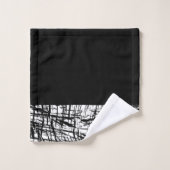 Schwarz-Weiß-Pinselgrunge Badhandtuch Set (Waschlappen)