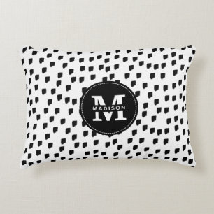 Schwarz-Weiß-Pinselstrich Dekokissen