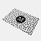 Schwarz-Weiß-Pinselstrich Fußmatte (Schrägansicht)