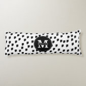 Schwarz-Weiß-Pinselstrich Seitenschläferkissen (Rückseite)