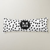 Schwarz-Weiß-Pinselstrich Seitenschläferkissen (Vorderseite)