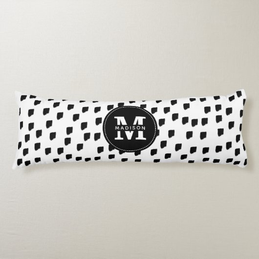 Schwarz-Weiß-Pinselstrich Seitenschläferkissen (Vorderseite)