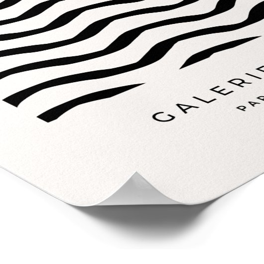 Schwarz-Weiß-Pinselstriche Lines Abstrakte Wellen Poster (Ecke)