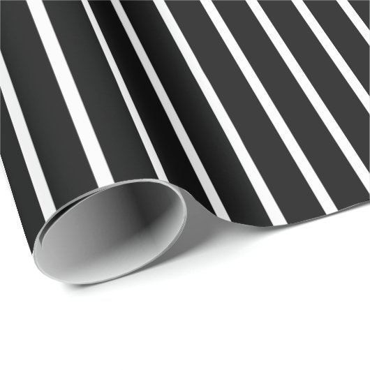 Schwarz-Weiß-Pinstriche Geschenkpapier (Rolleneckpunkt)