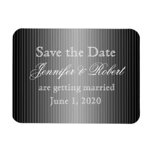 Schwarz-Weiß-Pinstrichherz Save the Date Magnet