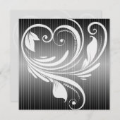 Schwarz-Weiß Pinstripe Herz Einladung Hochzeit (Vorne/Hinten)
