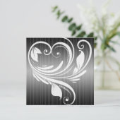 Schwarz-Weiß Pinstripe Herz Einladung Hochzeit (Stehend Vorderseite)