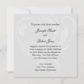 Schwarz-Weiß Pinstripe Herz Einladung Hochzeit (Rückseite)