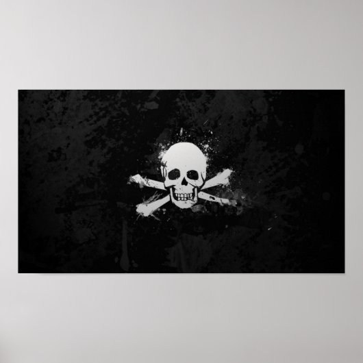 Schwarz-Weiß-Piratenflagge Poster (Vorne)