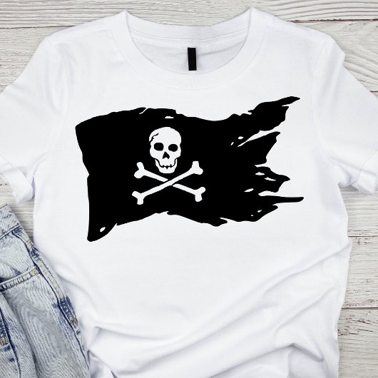 Schwarz-Weiß-Piratenflagge T-Shirt
