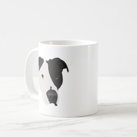 Schwarz-Weiß-Pitbull Kaffeetasse (Vorderseite Links)