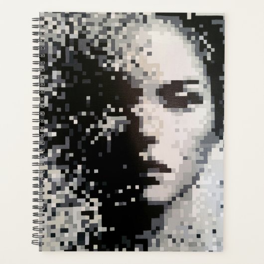 Schwarz-weiß-Pixel-Art-Gesicht Planer (Vorderseite)