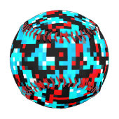 Schwarz-weiß-Pixel-Muster mit mehrfarbigem Blau Baseball (Rückseite)
