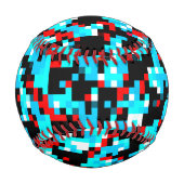 Schwarz-weiß-Pixel-Muster mit mehrfarbigem Blau Baseball (Vorderseite)