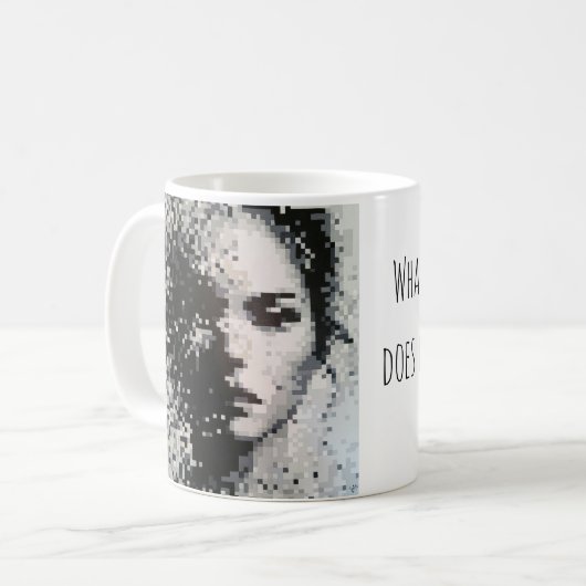 Schwarz-Weiß-Pixel-Portrait Kaffeetasse (Vorderseite Links)
