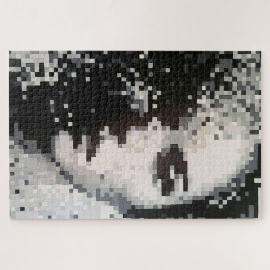 Schwarz-Weiß-Pixel-Portrait Puzzle (Horizontal)