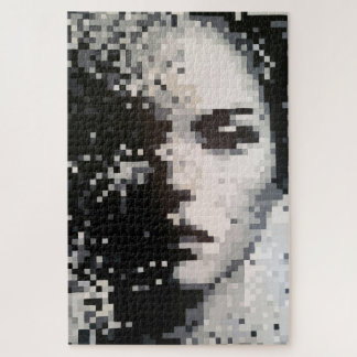 Schwarz-Weiß-Pixel-Portrait Puzzle