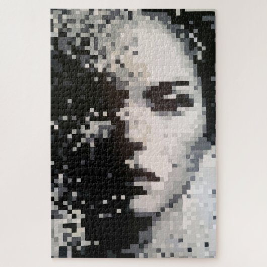 Schwarz-Weiß-Pixel-Portrait Puzzle (Vertikal)