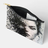 Schwarz-Weiß-Pixel-Portrait Zubehörtasche (Offen)
