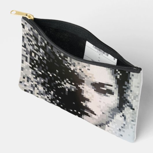 Schwarz-Weiß-Pixel-Portrait Zubehörtasche (Offen)