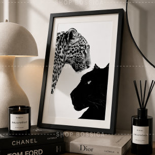 Schwarz-Weiß-Plakat Leopard & Schwarzer Panther Poster