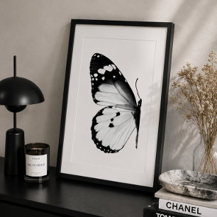 Schwarz-Weiß-Plakat Schmetterling Minimalist Walla Poster