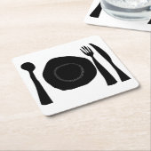 Schwarz-Weiß-Platten und Utensiva Rechteckiger Pappuntersetzer (angewinkelt)