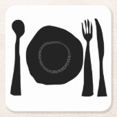 Schwarz-Weiß-Platten und Utensiva Rechteckiger Pappuntersetzer (Vorderseite)