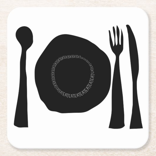 Schwarz-Weiß-Platten und Utensiva Rechteckiger Pappuntersetzer (Vorderseite)