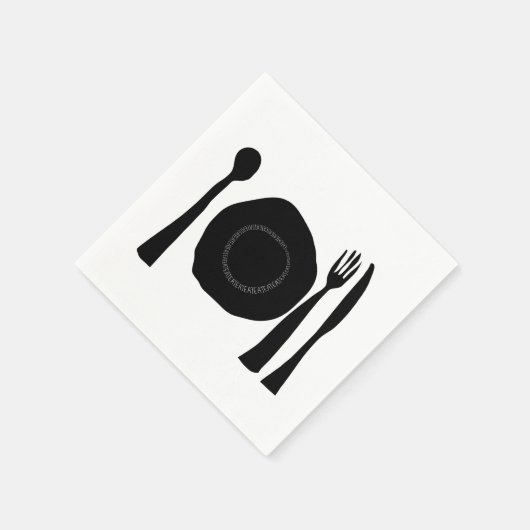 Schwarz-Weiß-Platten und Utensiva Serviette (Ecke)