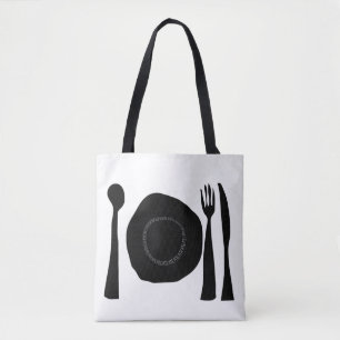Schwarz-Weiß-Platten und Utensiva Tasche