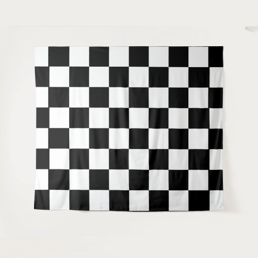 Schwarz-Weiß-Platz Schachbrett Wandteppich (Vorderseite (Horizontal))