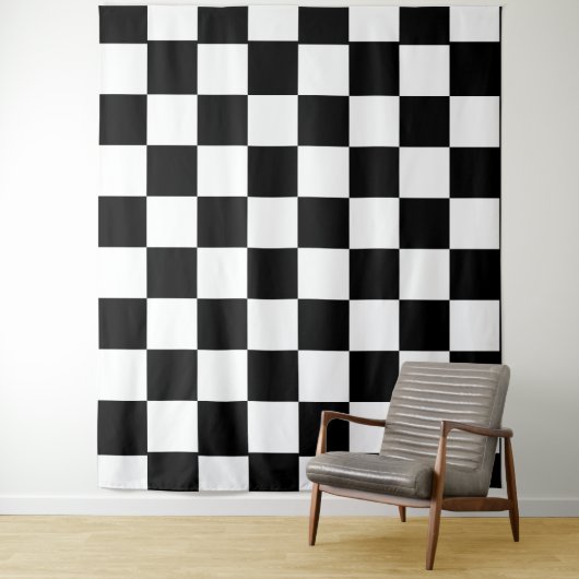 Schwarz-Weiß-Platz Schachbrett Wandteppich (Beispiel)