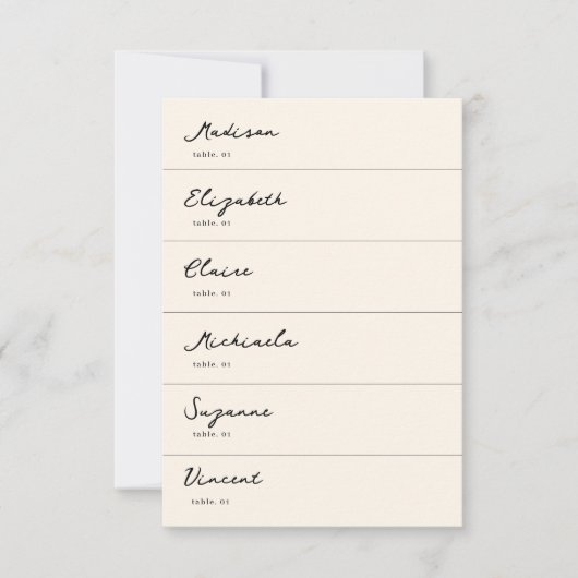 Schwarz-Weiß-Platzkarte Einladung (Vorderseite)