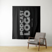 Schwarz-Weiß-Podcast-Logo Wandteppich (Beispiel)