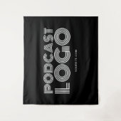 Schwarz-Weiß-Podcast-Logo Wandteppich (Vorderseite)