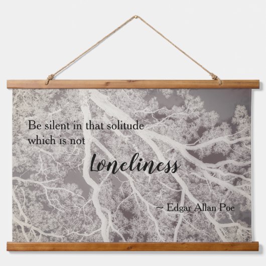 Schwarz-Weiß-Poesie Wandteppich Mit Holzrahmen (Vorne)