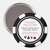 Schwarz-Weiß-Poker-Chip-Hochzeit retten das Datum Magnet (Vorderseite/Rückseite)