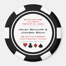 Schwarz-Weiß-Poker-Chip-Hochzeit retten das Datum