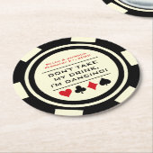 Schwarz-Weiß-Poker-Chip Ich tanze Drink Runder Pappuntersetzer (Angewinkelt)