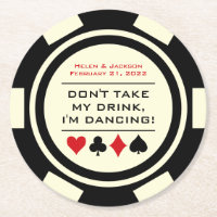 Schwarz-Weiß-Poker-Chip Ich tanze Drink