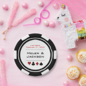 Schwarz-Weiß-Poker-Chip Las Vegas Wedding Pappteller (Party)