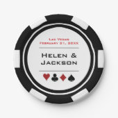 Schwarz-Weiß-Poker-Chip Las Vegas Wedding Pappteller (Vorderseite)