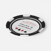 Schwarz-Weiß-Poker-Chip Las Vegas Wedding Pappteller (Schrägansicht)