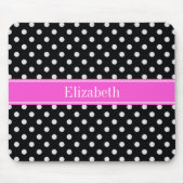 Schwarz-Weiß-Polka-Dosen (Hot-Pink-Name-Monogramm) Mousepad (Vorne)