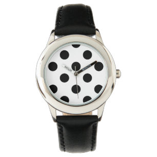 Schwarz-Weiß-Polka-Dot Armbanduhr
